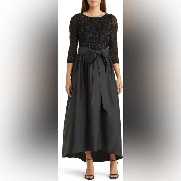 Pisarro Nights | Beaded & Taffeta High-Low Gown - Picture 1 of 7